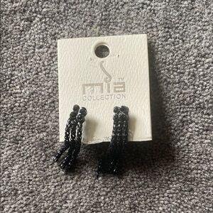 Mia Collection Black Beaded Dangle Earrings